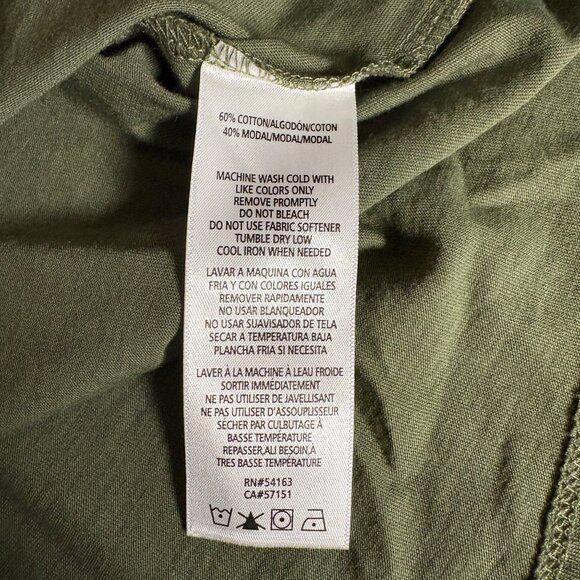 Calvin Klein Top Womens Size Large Olive Green Long Sleeve Ruched Shoulder - Picture 7 of 10